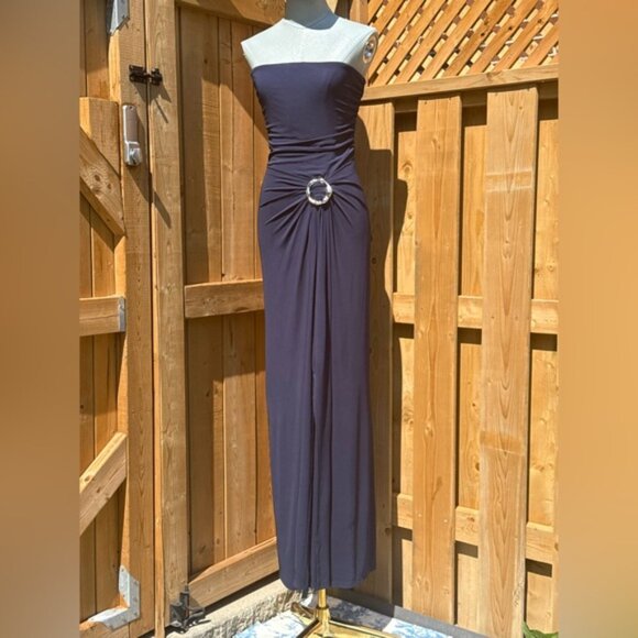 🆕 SIMKHAI 🧿 NWOT Emma Draped Jersey Bustier Midi Dress, Midnight Blue Sz US 4 - Picture 9 of 16